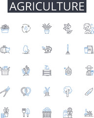 Agriculture line icons collection. Farming, Cultivation, Horticulture, Agronomy, Gardening, Agribusiness, Rural Industry vector and linear illustration. Soil Science,Crop Management,Animal Husbandry