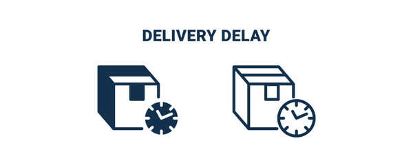 delivery delay icon. Outline and filled delivery delay icon from delivery and logistics collection. Line and glyph vector isolated on white background. Editable delivery delay symbol.