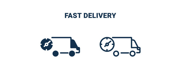 fast delivery icon. Outline and filled fast delivery icon from delivery and logistics collection. Line and glyph vector isolated on white background. Editable fast delivery symbol.