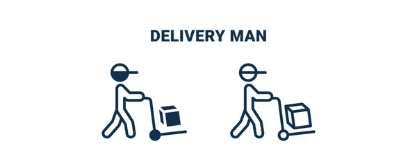 delivery man icon. Outline and filled delivery man icon from delivery and logistics collection. Line and glyph vector isolated on white background. Editable delivery man symbol.
