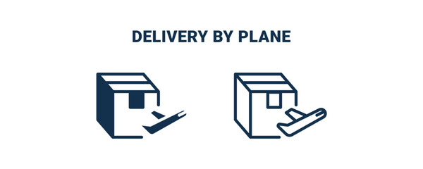 delivery by plane icon. Outline and filled delivery by plane icon from delivery and logistics collection. Line and glyph vector isolated on white background. Editable delivery by plane symbol.