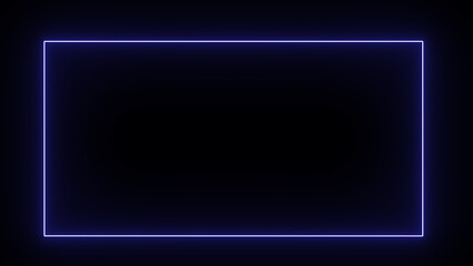 Blue Neon rectangular frame with shining effects