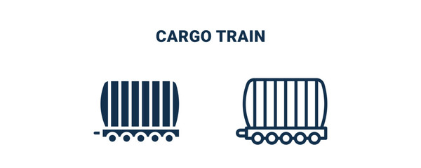 cargo train icon. Outline and filled cargo train icon from delivery and logistics collection. Line and glyph vector isolated on white background. Editable cargo train symbol.