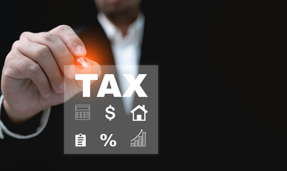 tax return concept,Financial research,government taxes and calculation,Tax and Vat...