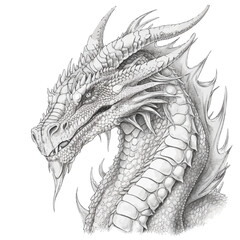 Chinese Dragon black and white drawing design 2d illustration. Traditional mystical creature vector coloring page