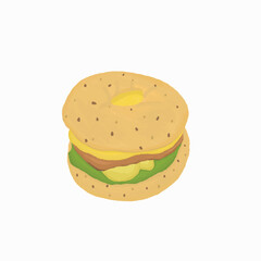 Breakfast bagel sandwich drawing vector