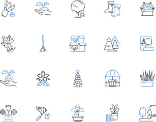 Green space line icons collection. Serenity, Oxygen, Tranquility, Biodiversity, Sustainability, Healthy, Environment vector and linear illustration. Calming,Vibrant,Nature outline signs set