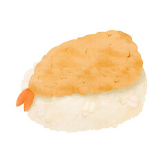 Shrimp Tempura Sushi watercolor