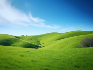 Stunning Scenery: Majestic Green Hills and Clear Blue Skies | Generative AI
