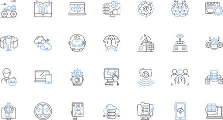 Enterprise software line icons collection. Integrate, Automate, Scalable, Efficient, Innovate, Collaboration, Streamline vector and linear illustration. Adaptable,Customizable,Robust outline signs set