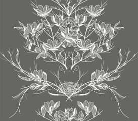 Mobileseamless lace pattern, vector illustration, magnolia flowers