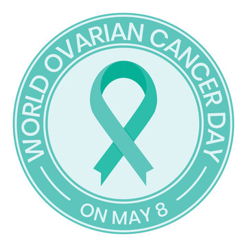 World Ovarian Cancer Day On May 8th Badge Vector Illustration, Vector Awareness Ribbon, Seal, Banner, Label, Sticker, Emblem, Logo, Womens Health Vector