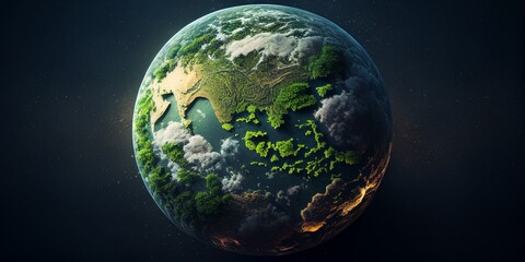 Protecting Our Green Earth Planet background. Eco-Friendly Initiatives, Sustainable Future for Our Planet. Generative AI