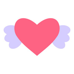 Cute heart with wings. Symbol of love, care and happiness. Heart for web design and postcards. Vector illustration isolated on white background.