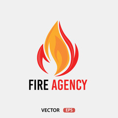 Red flame logo for fire industry, vector design.