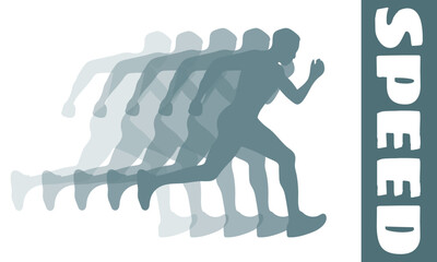 The concept of a healthy lifestyle. The man is running and gaining high speed. World Running Day. Vector poster design. Flat vector illustration. A template for a banner, an advertising cover