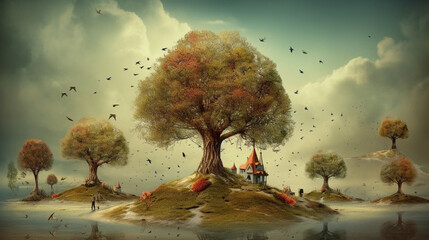 Life in harmony with nature. surrealism