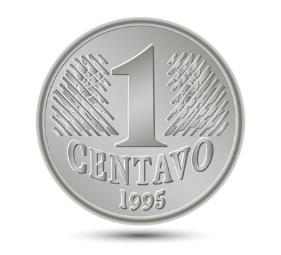One Brazilian centavo isolated on white background. Vector illustration.