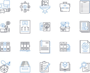 Streamlined processes line icons collection. Efficiency, Optimization, Automation, Integration, Standardization, Simplification, Consolidation vector and linear illustration. Modernization