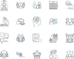 Pedagogical approach line icons collection. Constructivism, Experiential, Inquiry-based, Reflective, Differentiated, Collaborative, Holistic vector and linear illustration. Play-based,Montessori