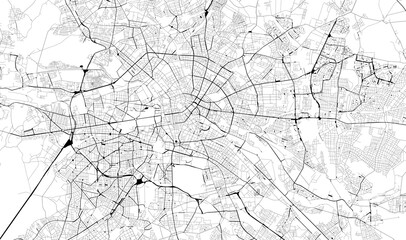 Fototapeta na wymiar Monochrome city map with road network of Berlin