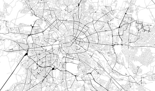 Monochrome city map with road network of Berlin