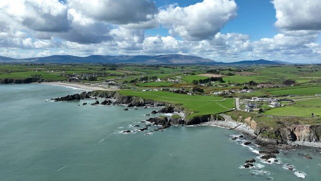 Ireland Coast Waterford copper coast view inland at Stage cove and Bunmahon on a warm spring day