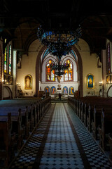 Interior of the church of St. George in the coastal town of Sopot on the shores of the Baltic Sea. Poland.