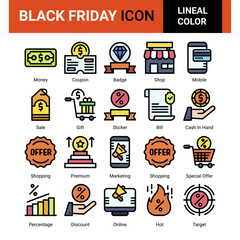 Black Friday icon pack for your website design. logo. app. and user interface.