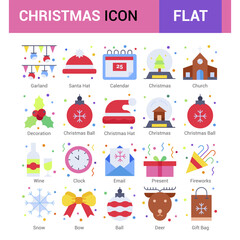 Fototapeta premium Set of christmas icons. Vector Illustration.