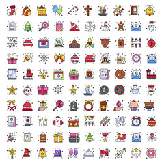 Obraz premium Set of christmas icons. Vector Illustration.