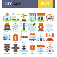Set of city Icons. art icon. Vector illustration.