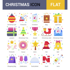 Fototapeta na wymiar Set of christmas icons. Vector Illustration.