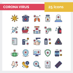 Vector coronavirus covid-19 icons set. quarantine icons isolated pack.