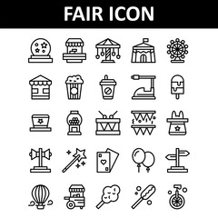 Fair icons pack. Isolated Fair symbols collection. Graphic icons element.