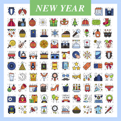 Obraz premium New year icons pack. Isolated new year symbols collection. Graphic icons element.