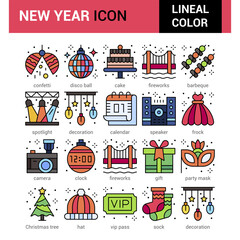 New year icons pack. Isolated new year symbols collection. Graphic icons element.