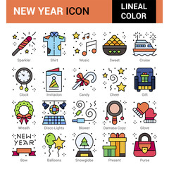 Fototapeta na wymiar New year icons pack. Isolated new year symbols collection. Graphic icons element.