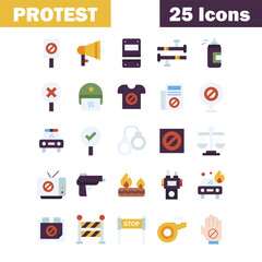 Set of protest icons.icons Pack. Vector Illustration.