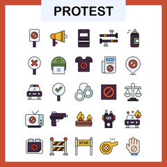 Set of protest icons.icons Pack. Vector Illustration.