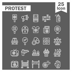 Set of protest icons.icons Pack. Vector Illustration.
