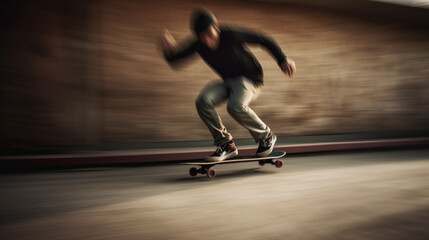 skateboarder. motion blur. speed - obrazy, fototapety, plakaty