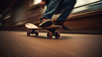 Fototapeta na wymiar skateboarder. motion blur. speed