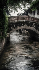  Small bridge flowing water