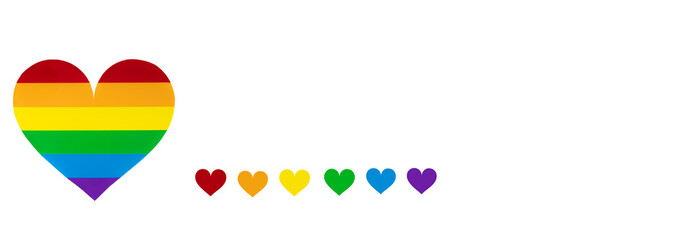 Pride love concept, rainbow hearts on transparent background. LGBTQ pride month concept. PNG image