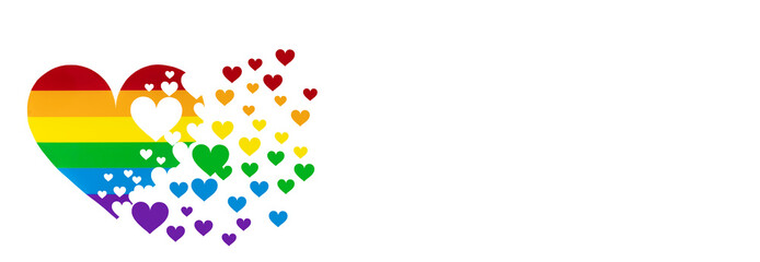 Pride rainbow lgbt gay concept with colorful hearts, LGBTQ+ Pride Month Concept. transparent background PNG