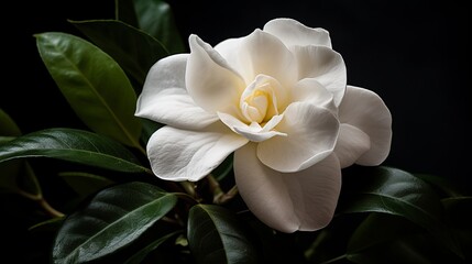 Obraz na płótnie Canvas classic elegance of a gardenia close-up. AI generated