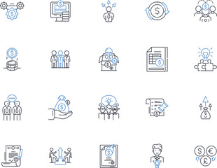 Get hold of an outfit line icons collection. Attire, Ensemble, Style, Fashion, Wardrobe, Garment, Apparel vector and linear illustration. Costume,Dress,Suit outline signs set