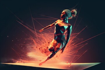 A Woman In A Futuristic Fashion Is Running On A Runway With A Bright Background Tundra Animation Motion Graphics Generative AI