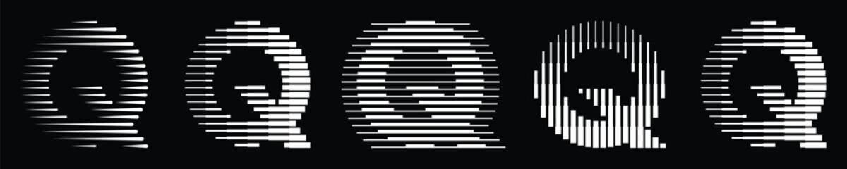 Set monogram logo letter q lines abstract modern art vector illustration
